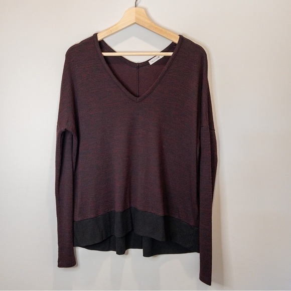 Rag & Bone Womens Size Small Oversized V Neck Sweater in Burgundy Colorblock - Picture 3 of 11